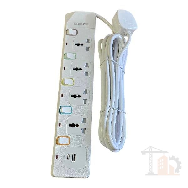 توصيلة 4 فتحات 5 متر+USB ...